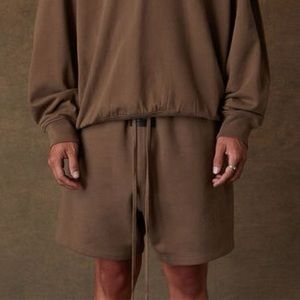 BRAND NEW ESSENTIALS FEAR OF GOD Wood Relaxed Sweat Shorts
